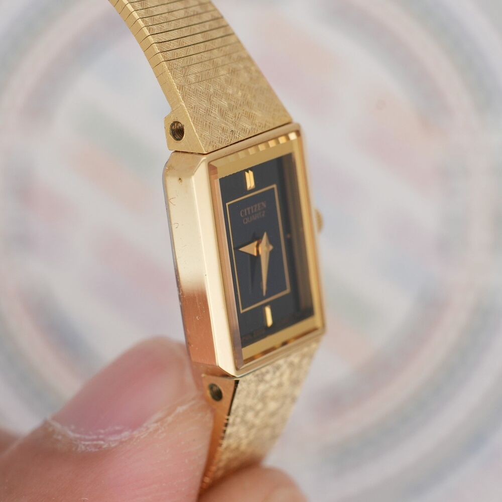 Citizen 2200-222857 Vintage Tank Watch Gold Tone 13mm JWCII sticker New Battery - Picture 4 of 13